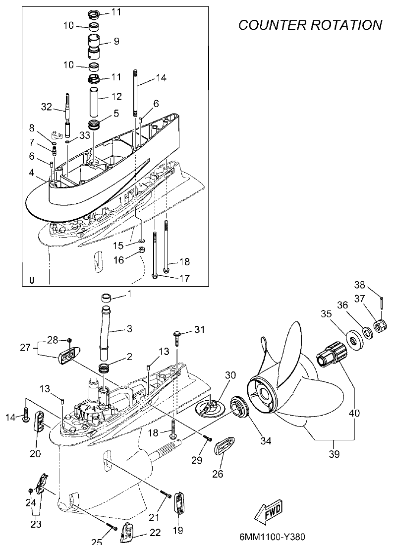 Yamaha F350BST, FL350BST LOWER CASING & DRIVE 4 parts diagram